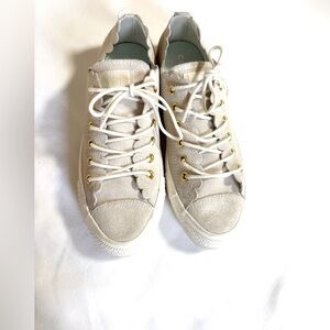 Converse Cream suede Sneakers with Gold Eyelets 7.5